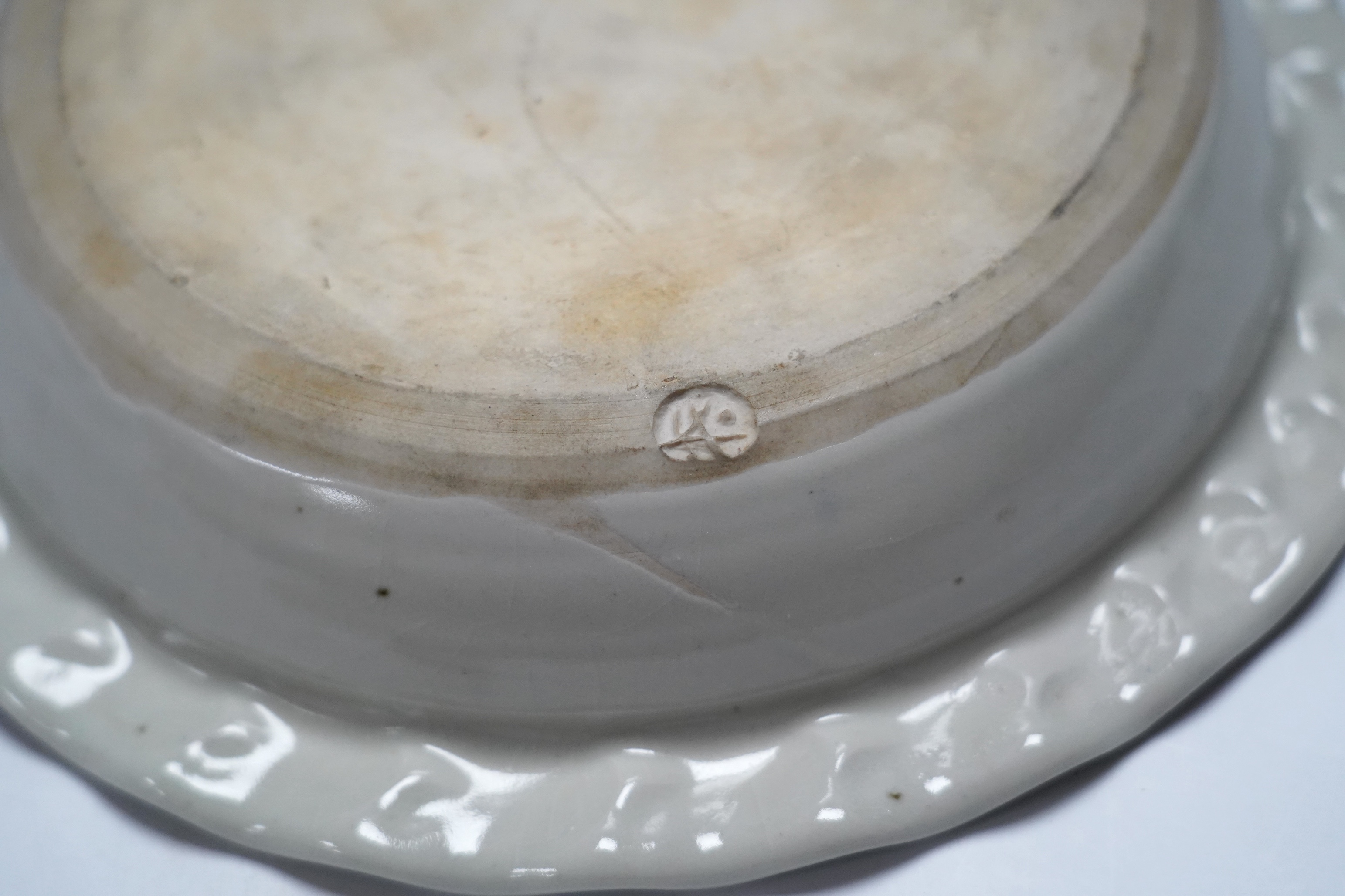 A Raku ware pottery vase, a Leiard dish, a dish and a grey glazed vase, Raku vase 17.5cm high